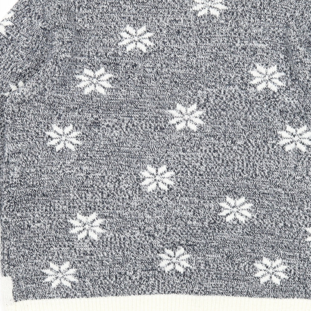 Rebel Boys Blue Round Neck Geometric Acrylic Pullover Jumper Size 12-13 Years Pullover - Christmas Reindeer