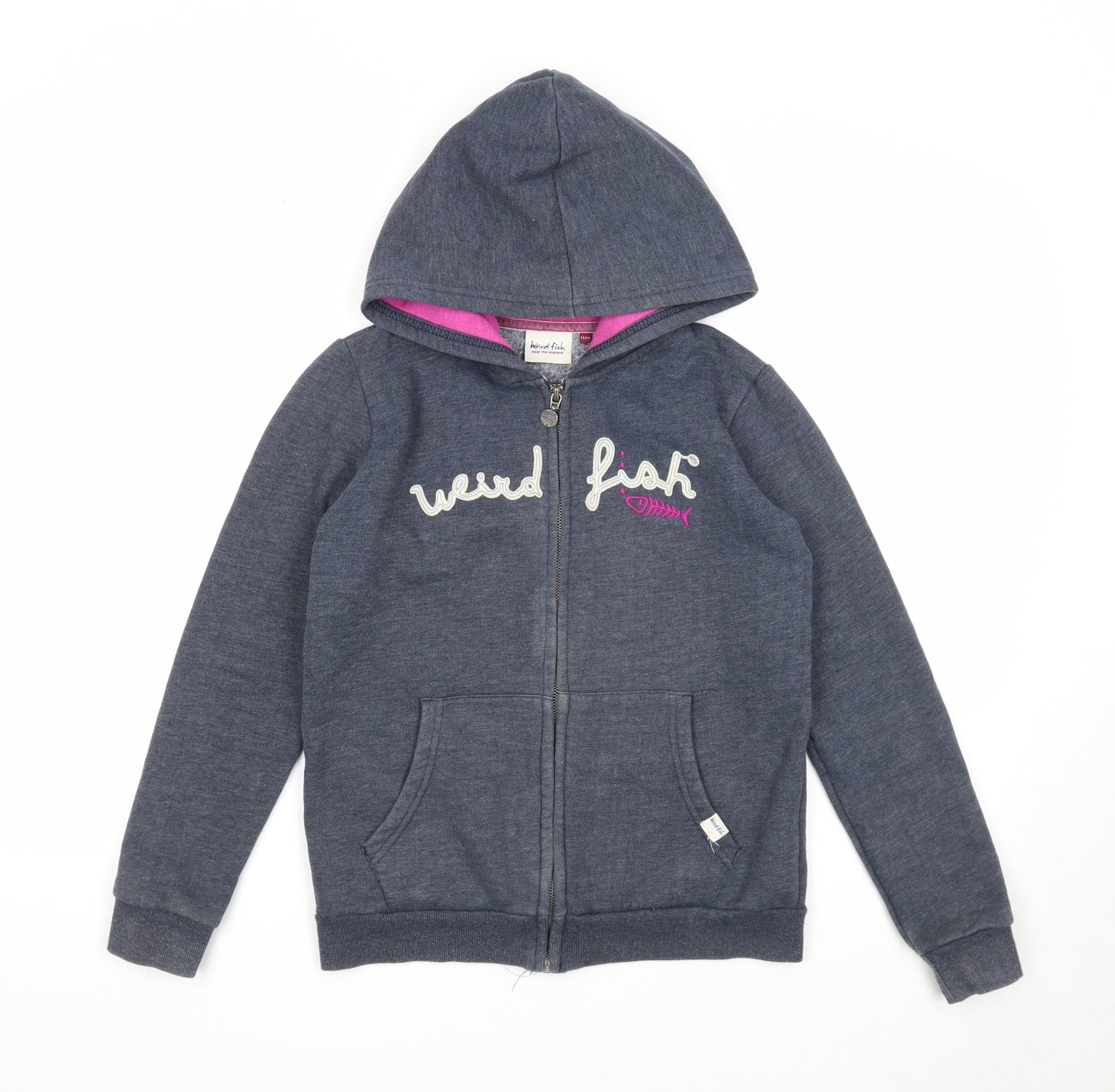 Weird Fish Girls Blue Cotton Full Zip Hoodie Size 11-12 Years Zip