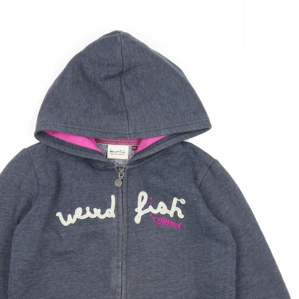 Weird Fish Girls Blue Cotton Full Zip Hoodie Size 11-12 Years Zip