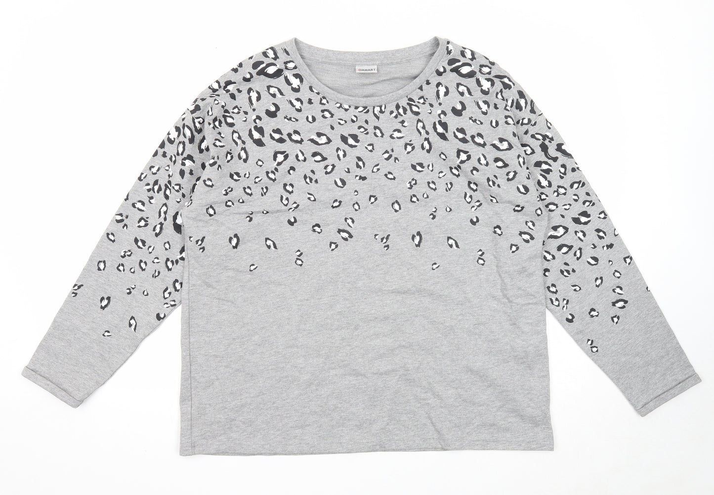 Damart Womens Grey Animal Print Cotton Pullover Sweatshirt Size 18 Pullover - Leopard Pattern
