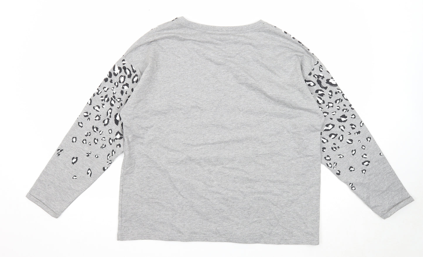 Damart Womens Grey Animal Print Cotton Pullover Sweatshirt Size 18 Pullover - Leopard Pattern