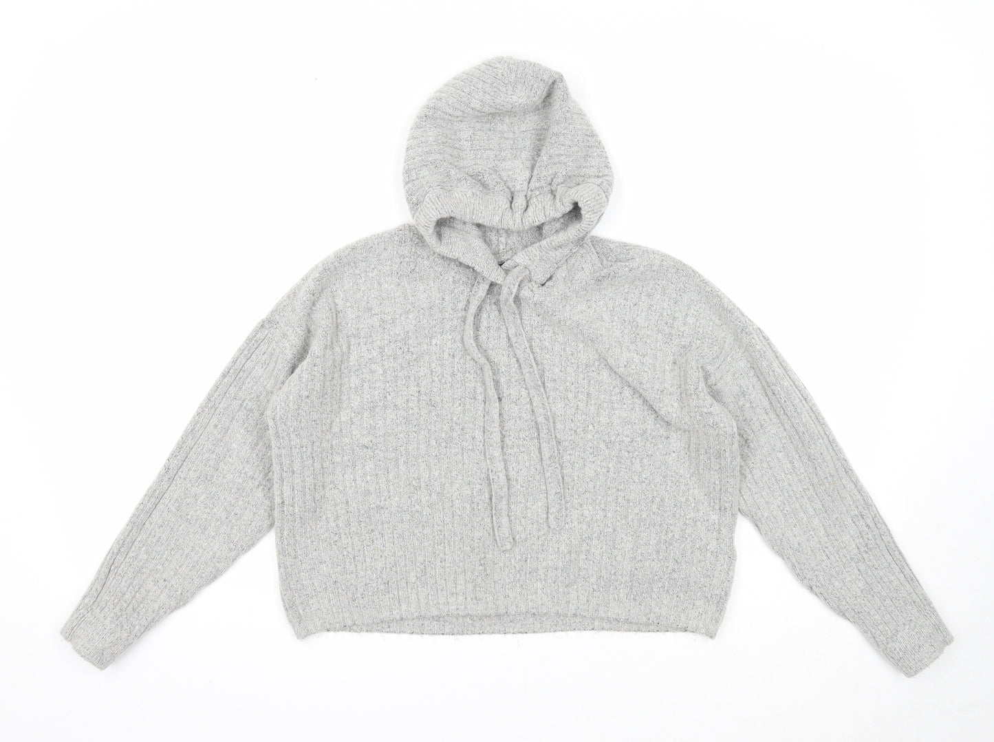 Brave Soul Womens Grey Round Neck Acrylic Pullover Jumper Size S
