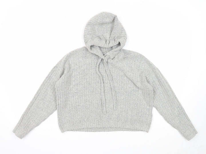 Brave Soul Womens Grey Round Neck Acrylic Pullover Jumper Size S
