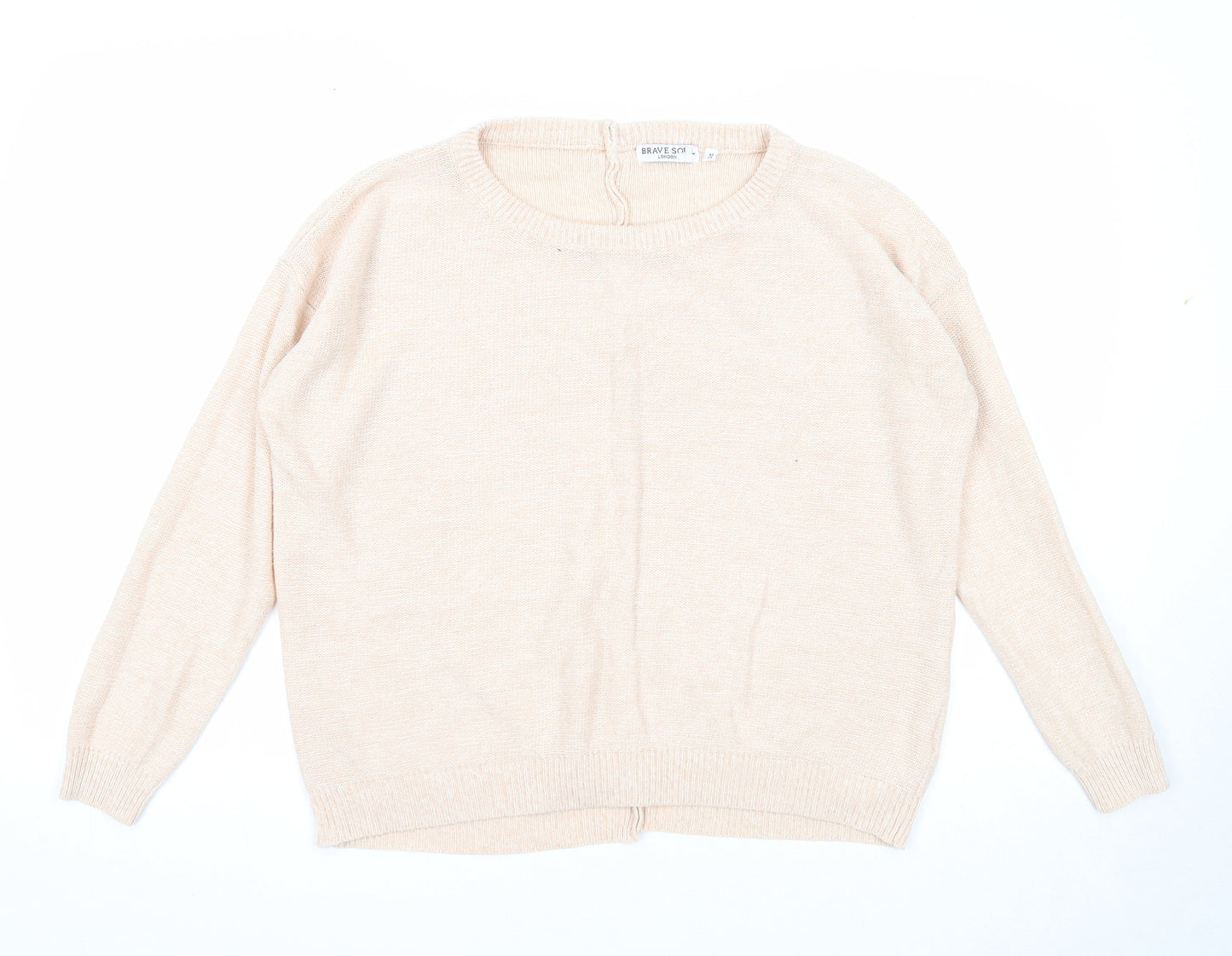 Brave Soul Womens Pink Round Neck Acrylic Pullover Jumper Size 14