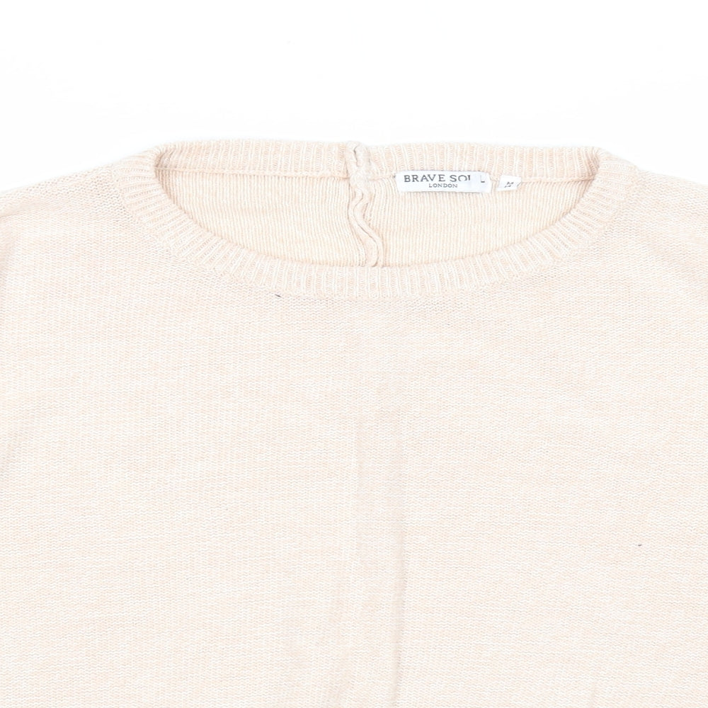 Brave Soul Womens Pink Round Neck Acrylic Pullover Jumper Size 14