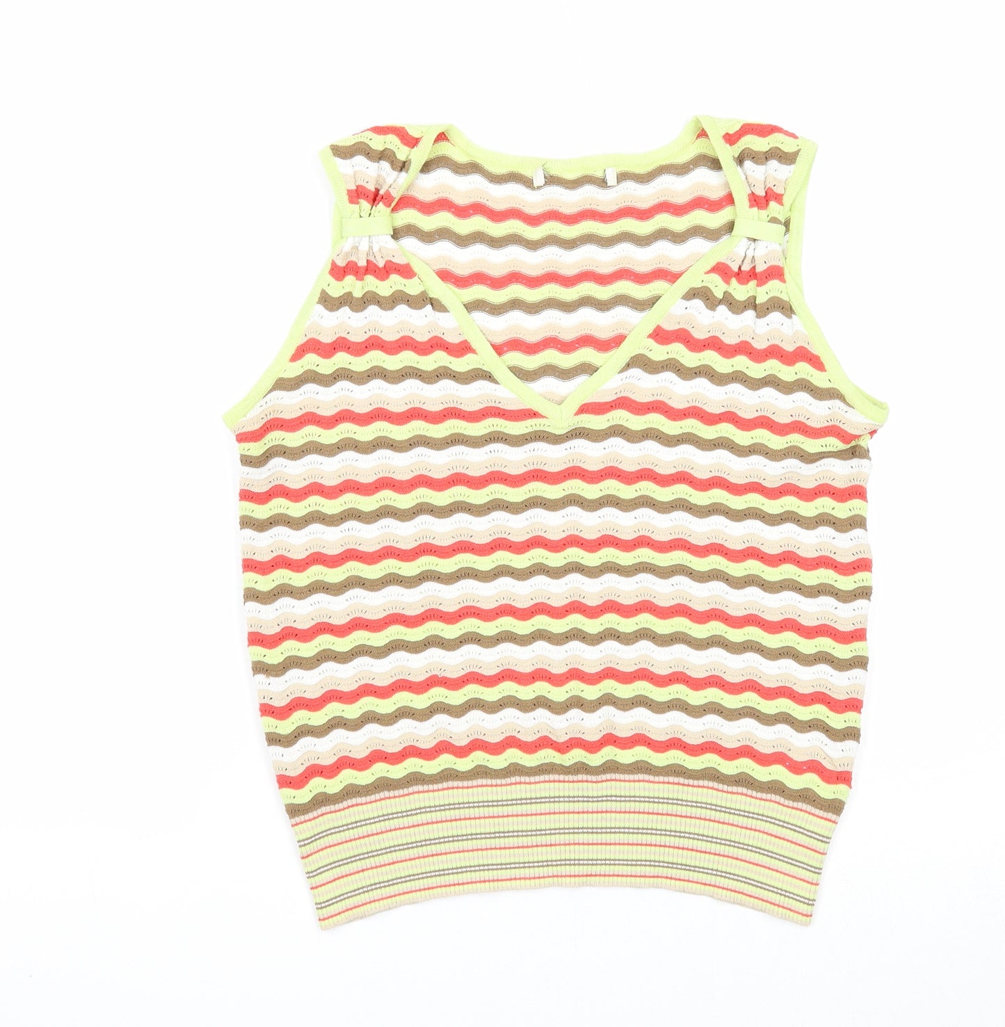 George Womens Multicoloured Striped Viscose Basic Tank Size 14 V-Neck