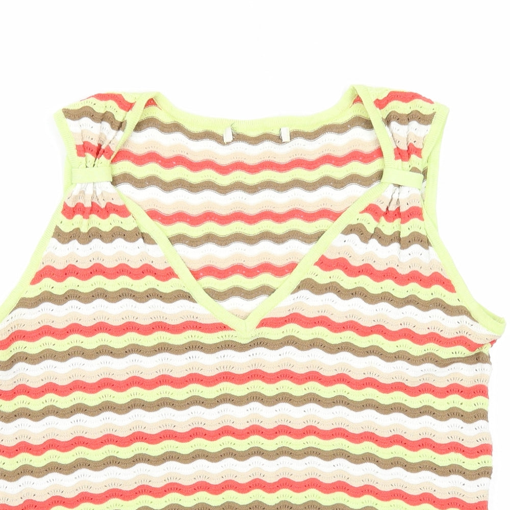 George Womens Multicoloured Striped Viscose Basic Tank Size 14 V-Neck