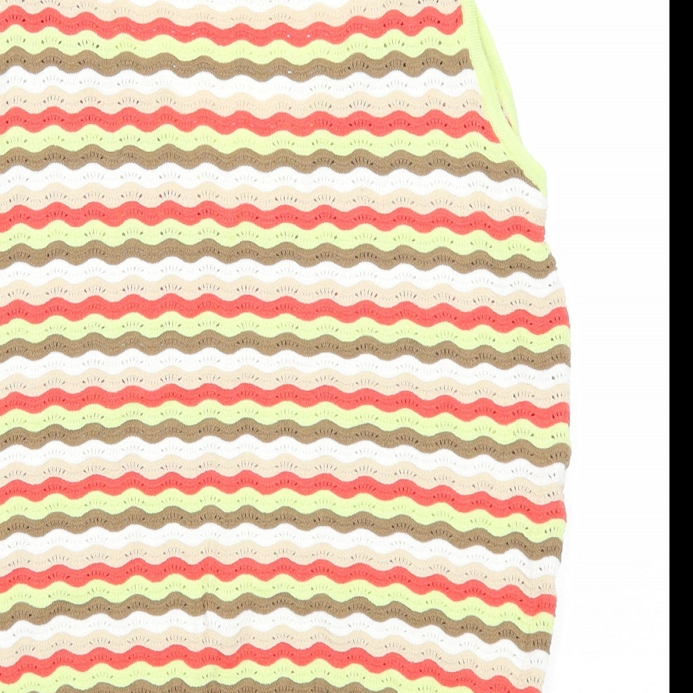George Womens Multicoloured Striped Viscose Basic Tank Size 14 V-Neck
