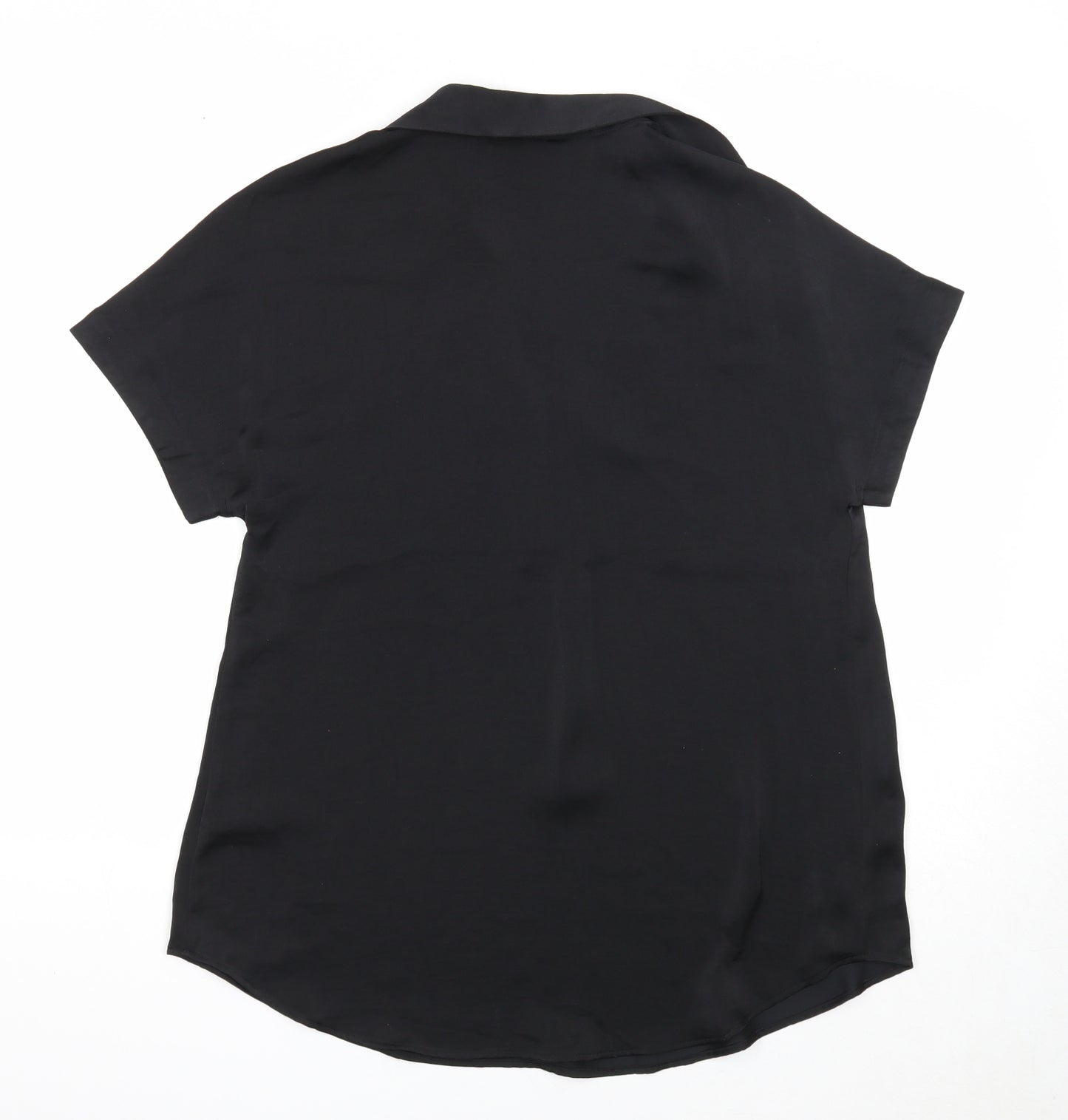 Marks and Spencer Womens Black Polyester Tunic Blouse Size 6 Collared