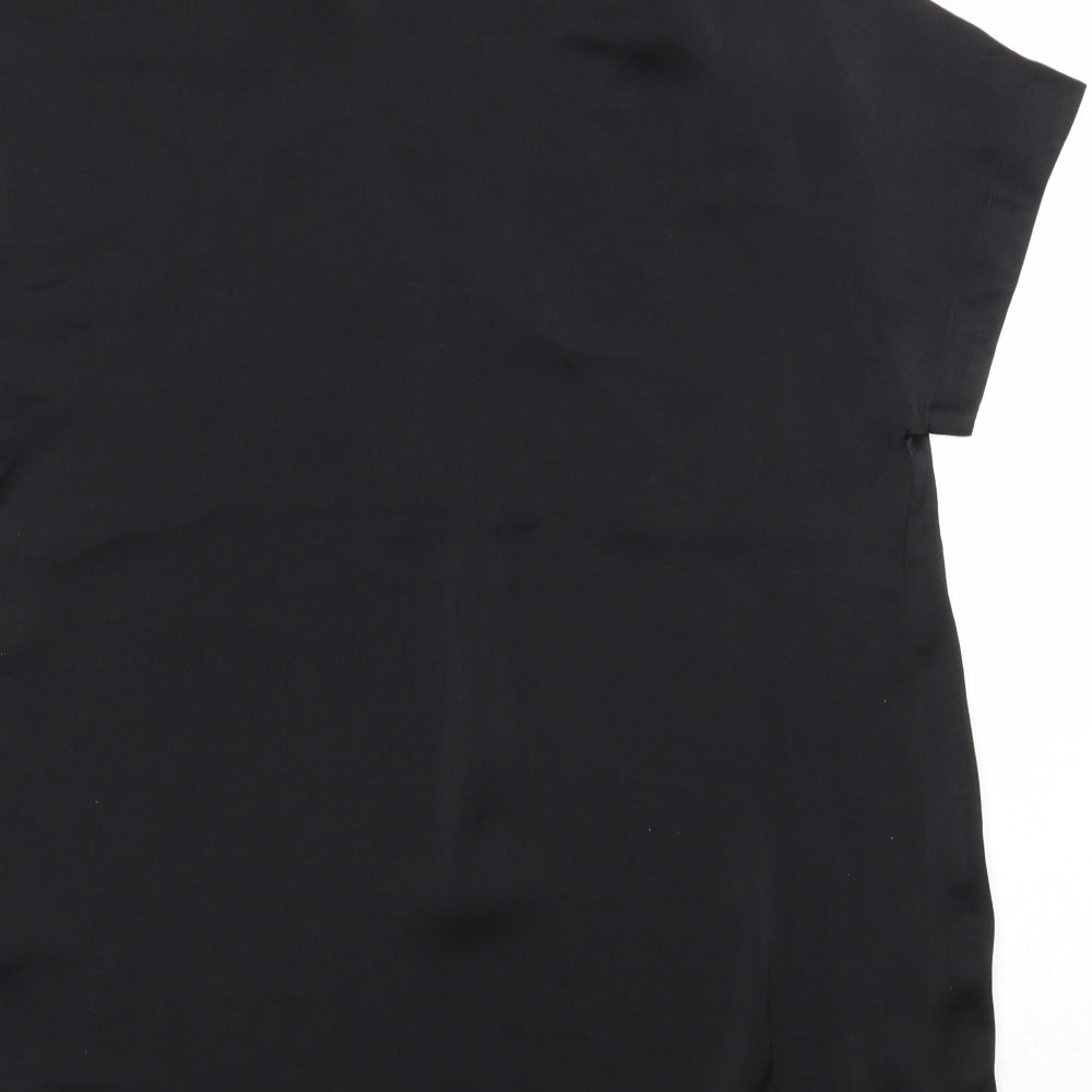 Marks and Spencer Womens Black Polyester Tunic Blouse Size 6 Collared