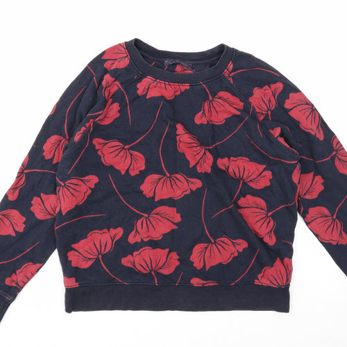Marks and Spencer Womens Blue Floral Cotton Pullover Sweatshirt Size 12 Pullover