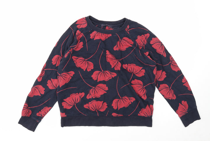 Marks and Spencer Womens Blue Floral Cotton Pullover Sweatshirt Size 12 Pullover