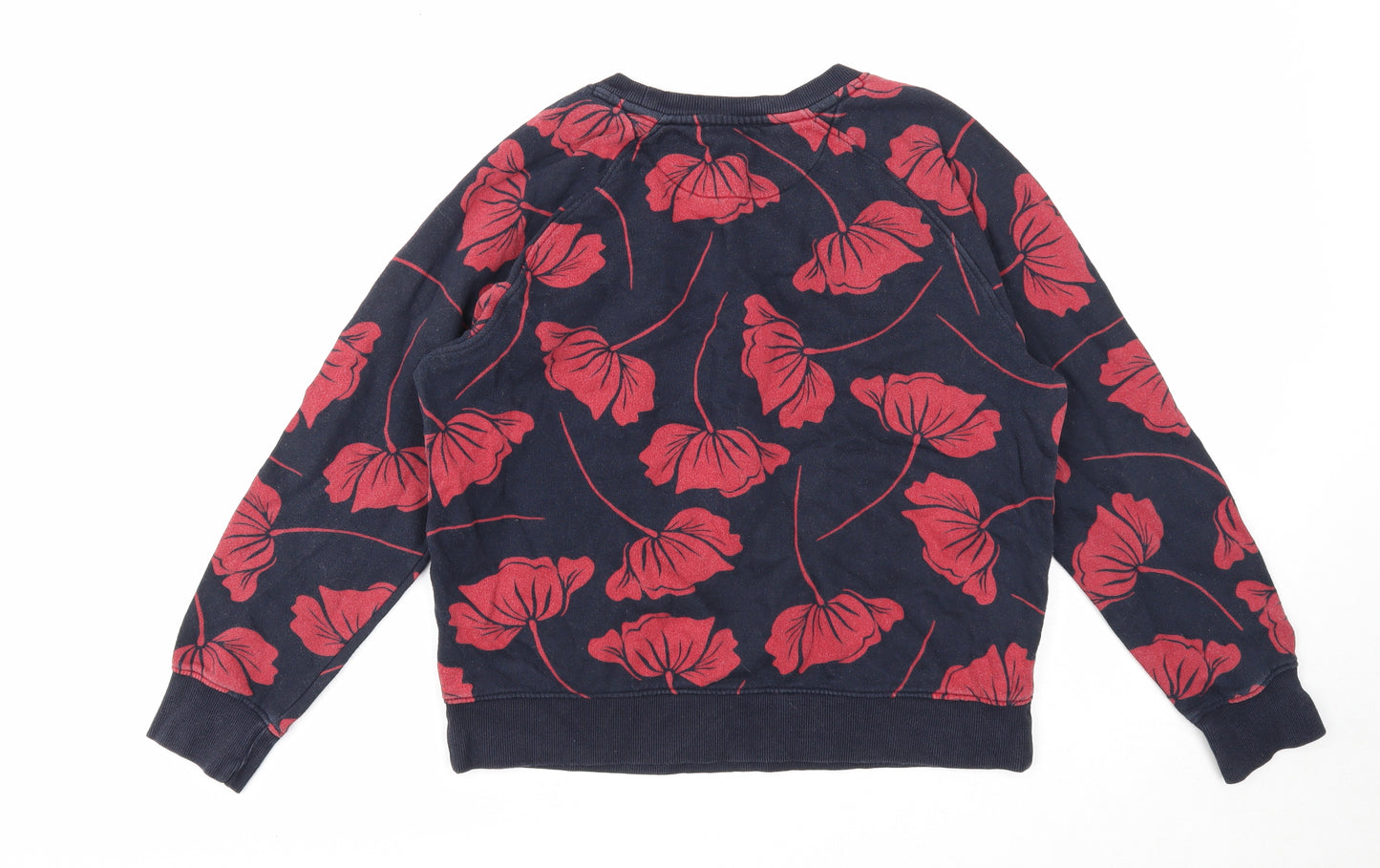 Marks and Spencer Womens Blue Floral Cotton Pullover Sweatshirt Size 12 Pullover