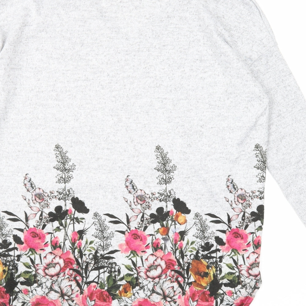 George Womens Green V-Neck Floral Polyester Pullover Jumper Size 12