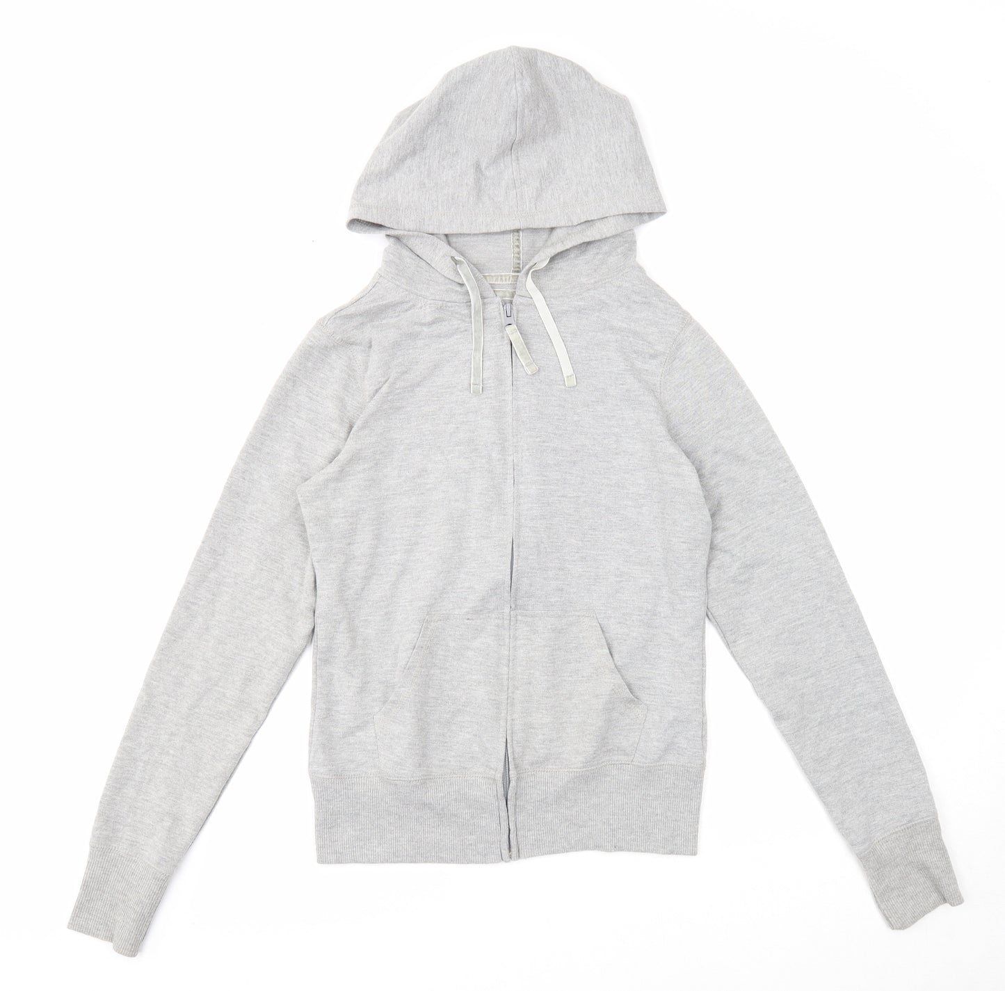 Denim & Co. Womens Grey Cotton Full Zip Hoodie Size 10 Zip