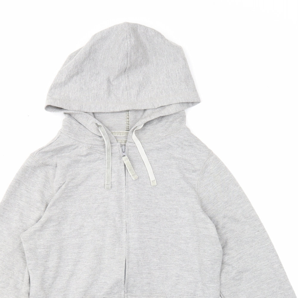 Denim & Co. Womens Grey Cotton Full Zip Hoodie Size 10 Zip