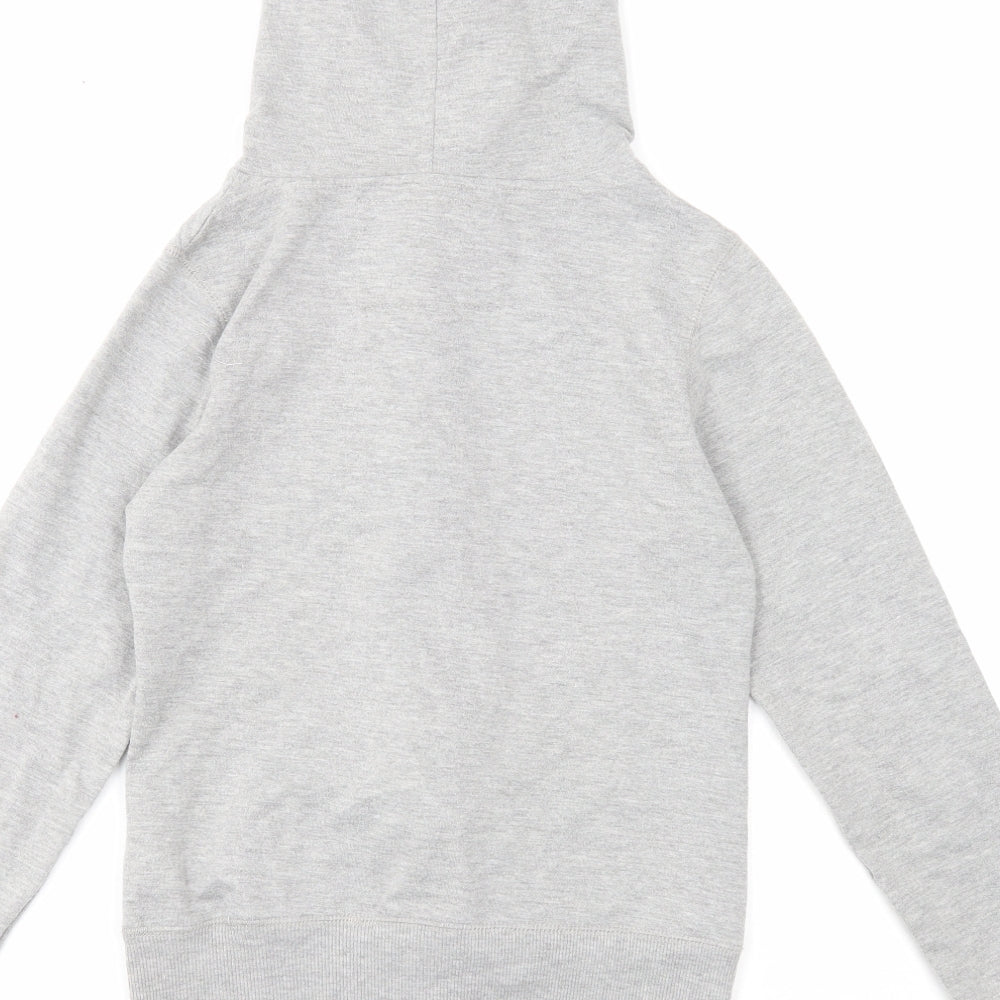 Denim & Co. Womens Grey Cotton Full Zip Hoodie Size 10 Zip