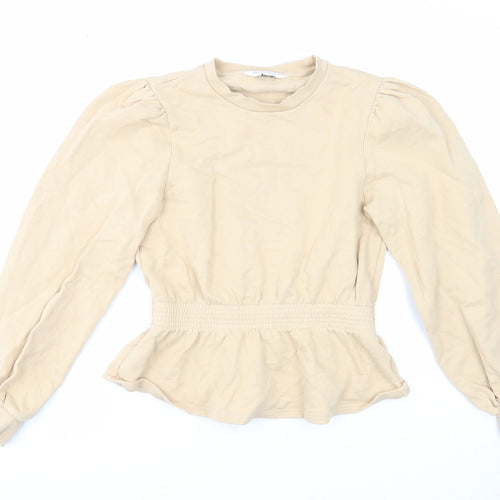 Miss Selfridge Womens Beige Cotton Pullover Sweatshirt Size 8 Pullover