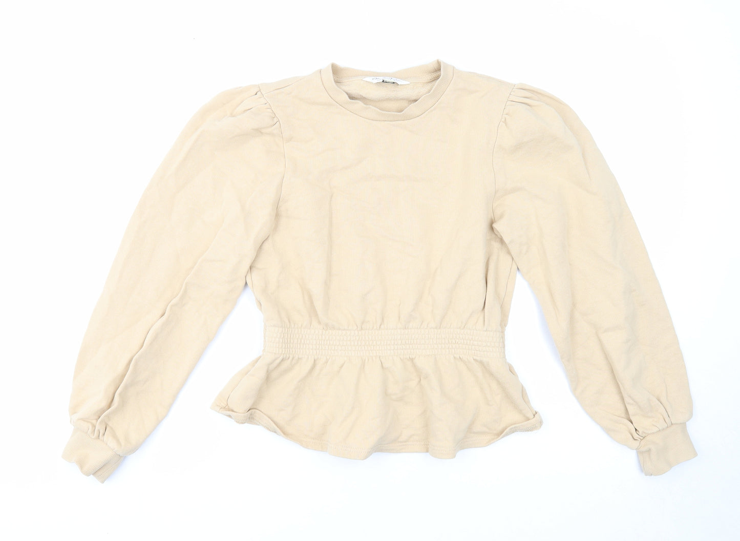 Miss Selfridge Womens Beige Cotton Pullover Sweatshirt Size 8 Pullover