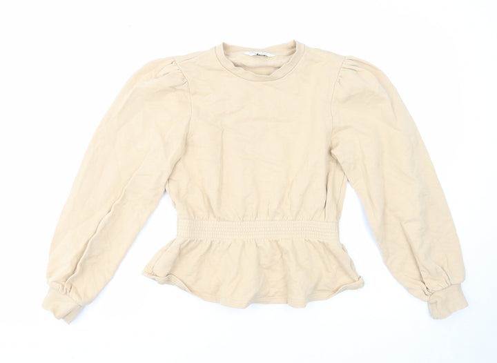 Miss Selfridge Womens Beige Cotton Pullover Sweatshirt Size 8 Pullover