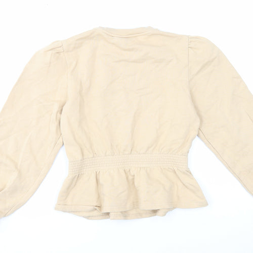 Miss Selfridge Womens Beige Cotton Pullover Sweatshirt Size 8 Pullover