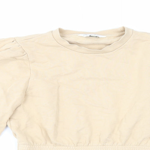 Miss Selfridge Womens Beige Cotton Pullover Sweatshirt Size 8 Pullover