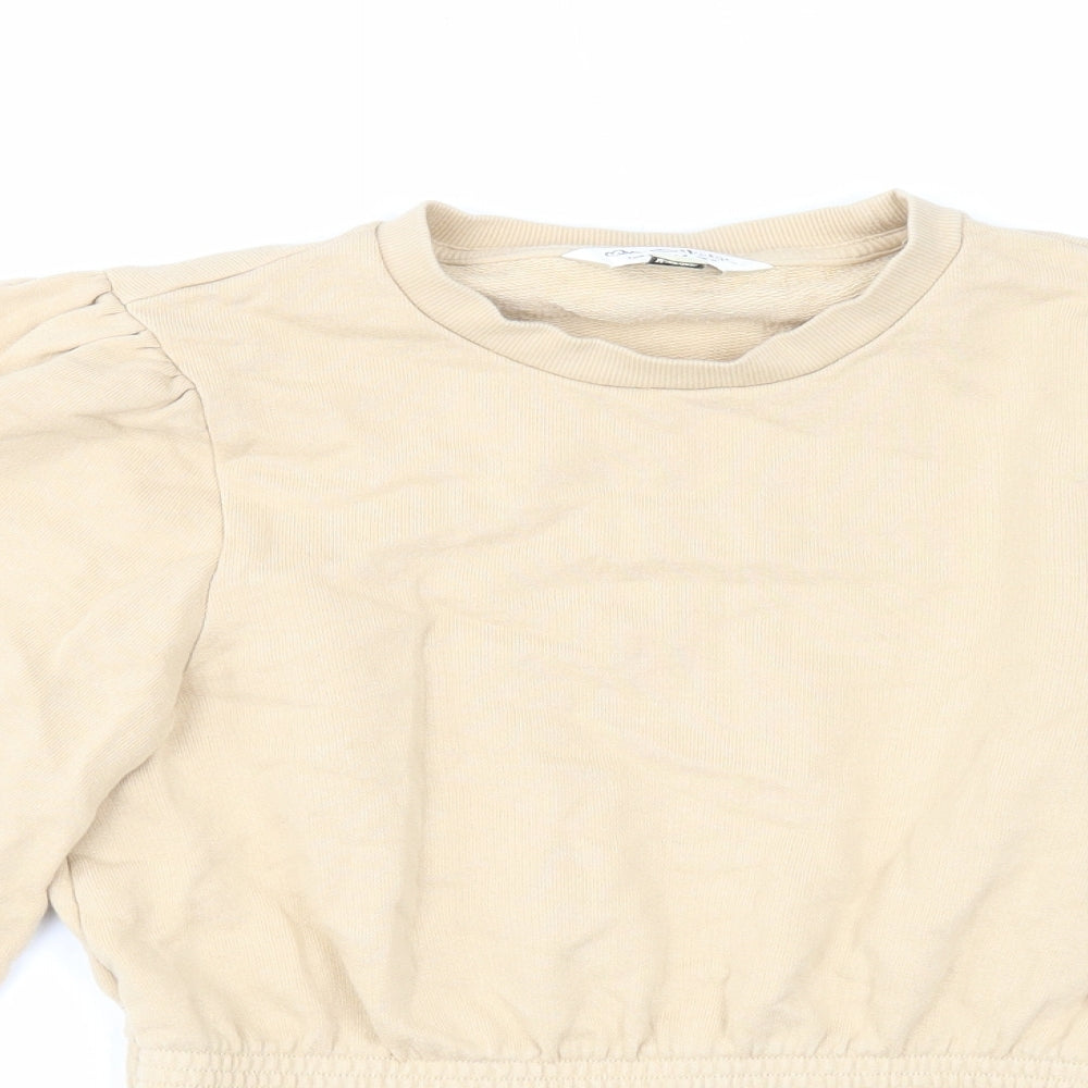 Miss Selfridge Womens Beige Cotton Pullover Sweatshirt Size 8 Pullover