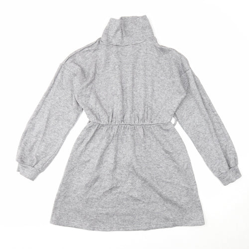 Very Womens Grey Viscose Jumper Dress Size 8 High Neck Pullover