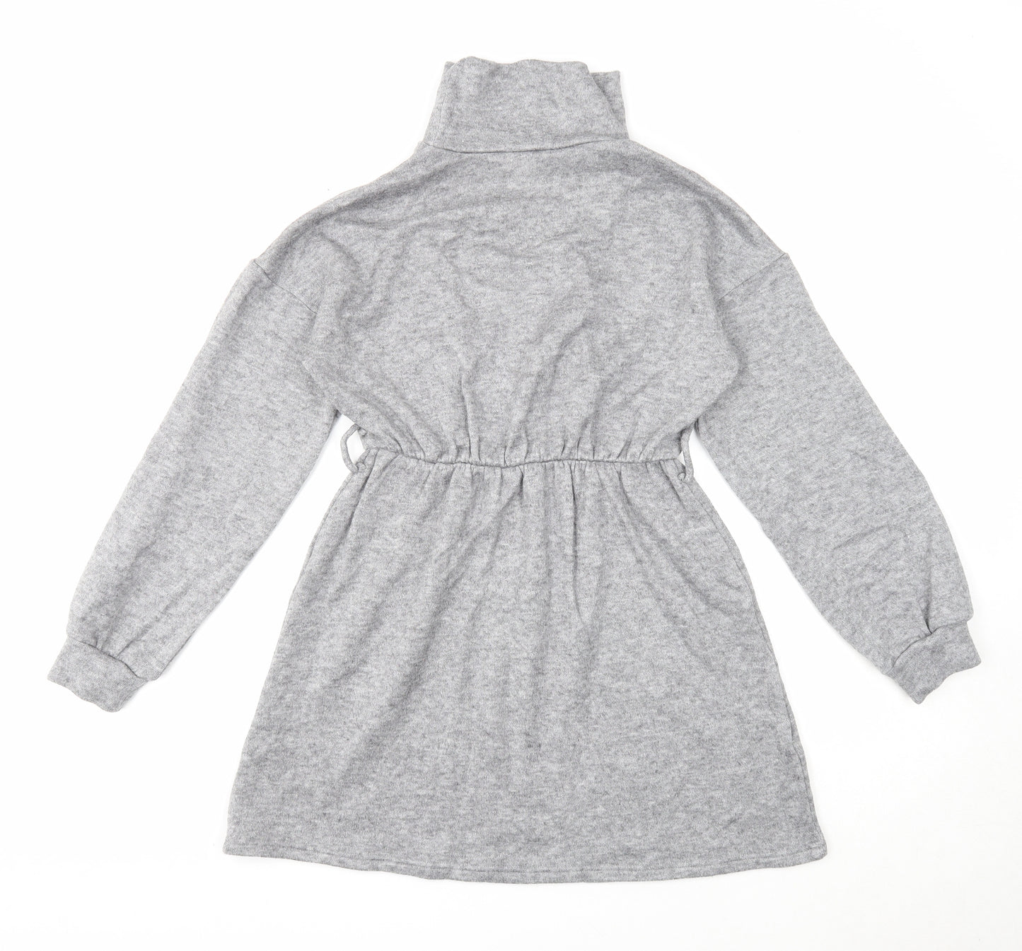 Very Womens Grey Viscose Jumper Dress Size 8 High Neck Pullover