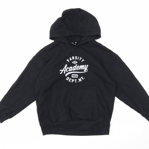 DeFacto Girls Black Cotton Pullover Hoodie Size 9-10 Years Pullover