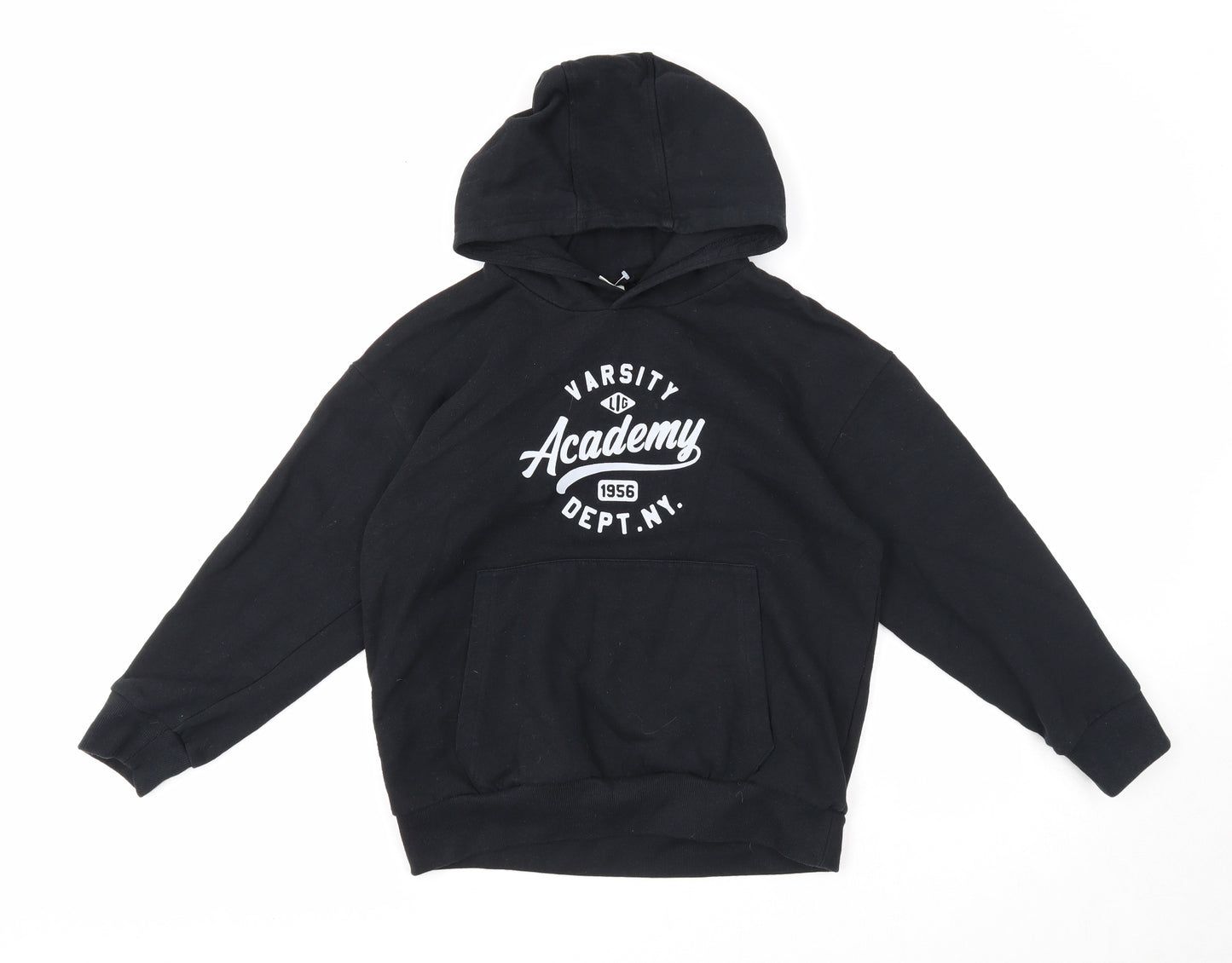 DeFacto Girls Black Cotton Pullover Hoodie Size 9-10 Years Pullover