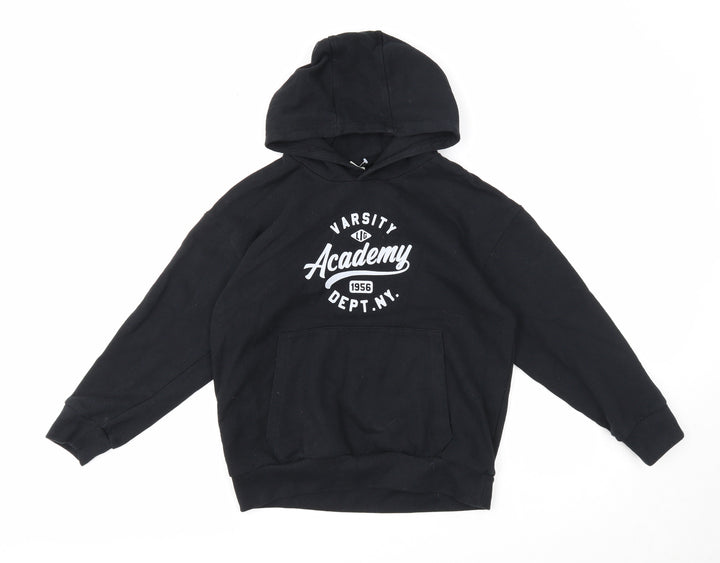 DeFacto Girls Black Cotton Pullover Hoodie Size 9-10 Years Pullover