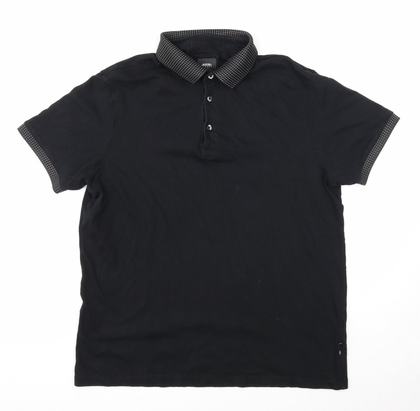 Burton Mens Black Cotton Polo Size L Collared Button