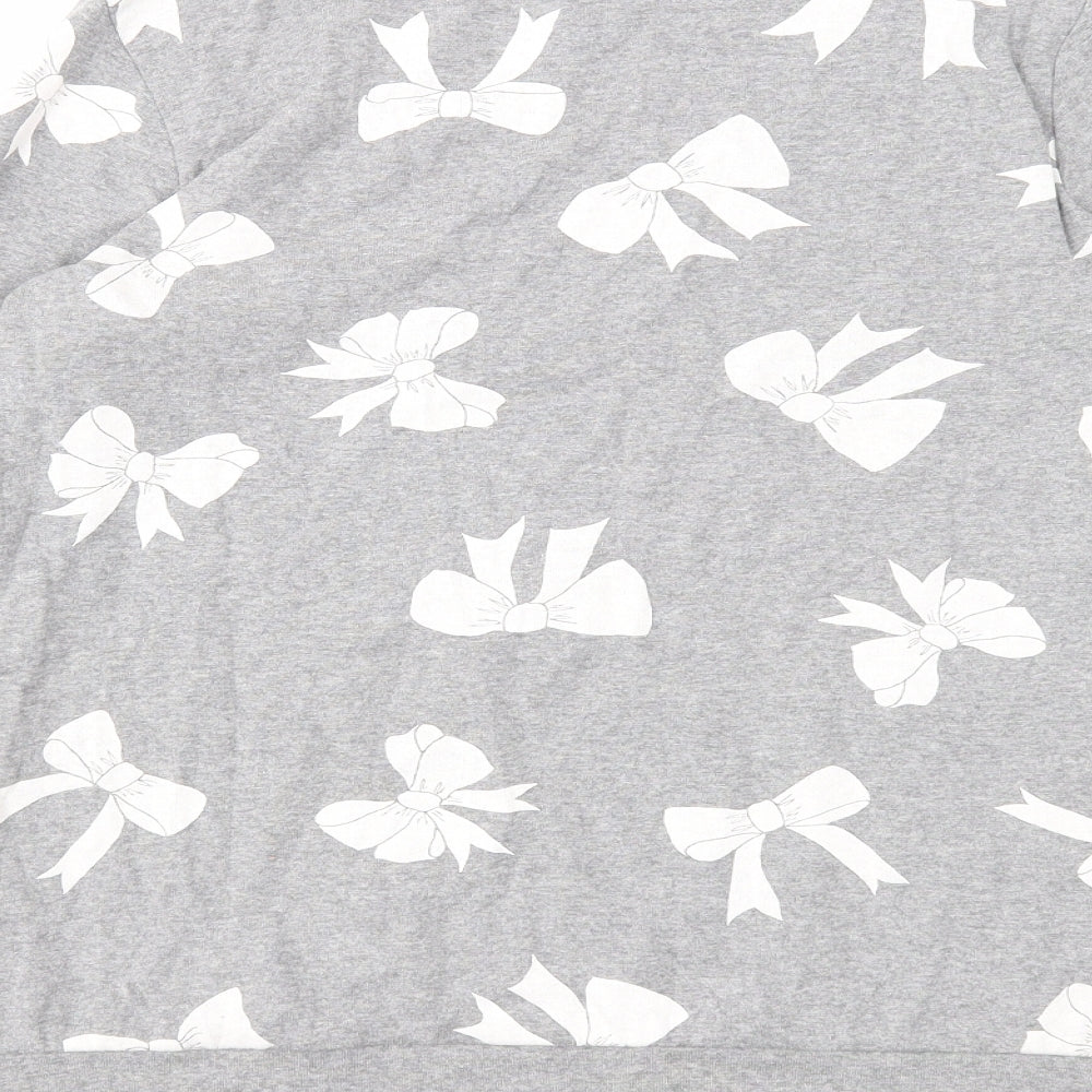 Marks and Spencer Womens Grey Geometric Cotton Pullover Sweatshirt Size 12 Pullover - Bow Pattern