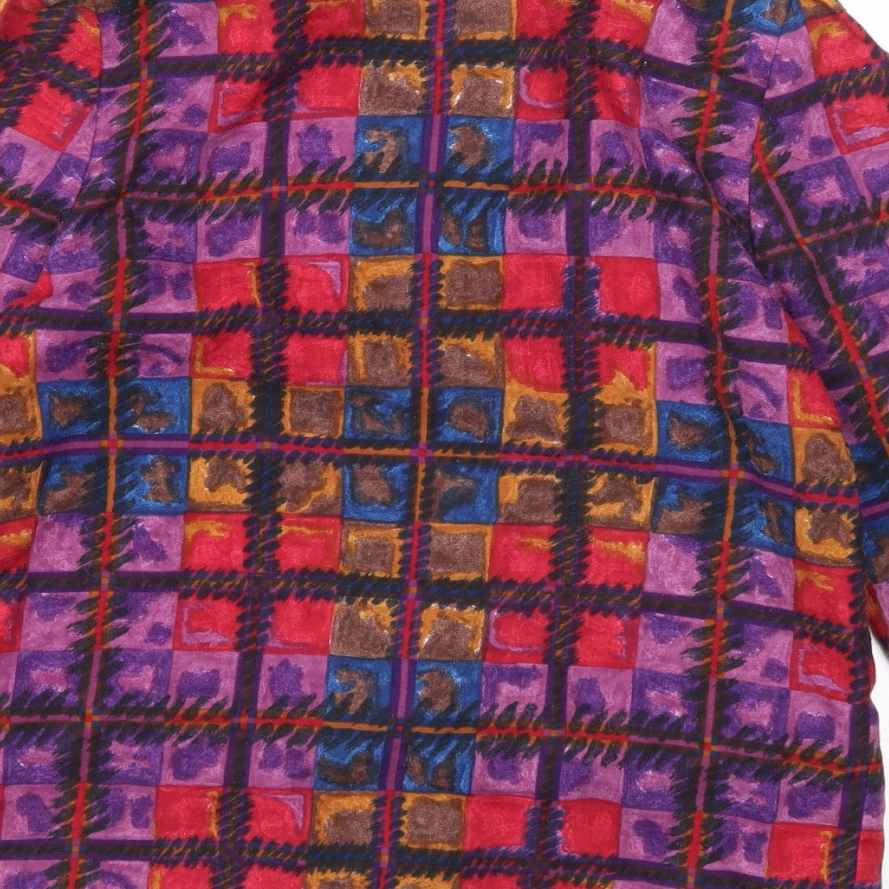 Preworn Womens Multicoloured Geometric Cotton Basic Button-Up Size 12 Collared