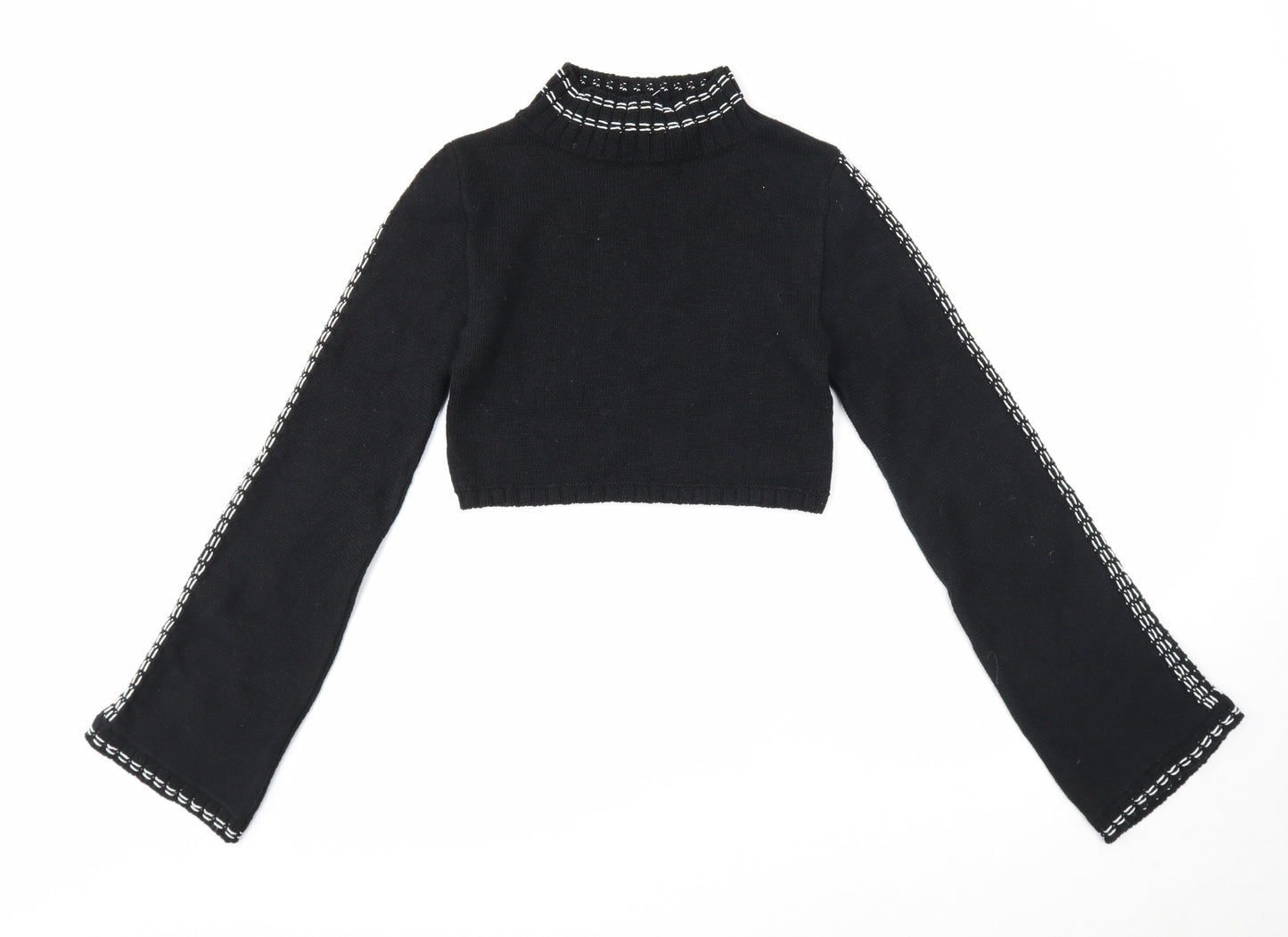 Zara Womens Black Mock Neck Cotton Pullover Jumper Size S