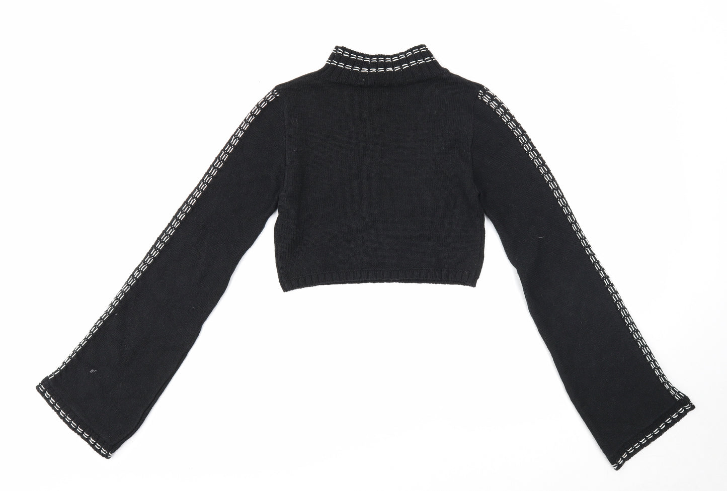Zara Womens Black Mock Neck Cotton Pullover Jumper Size S