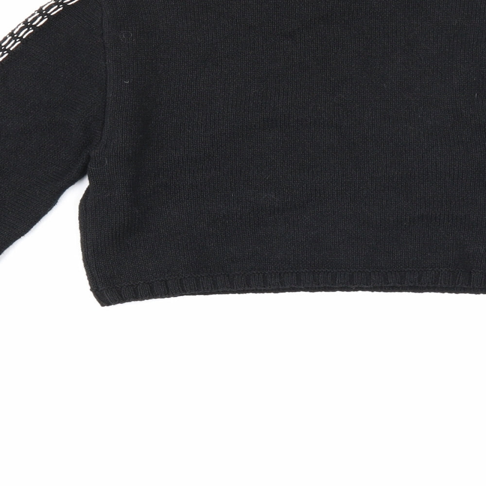 Zara Womens Black Mock Neck Cotton Pullover Jumper Size S