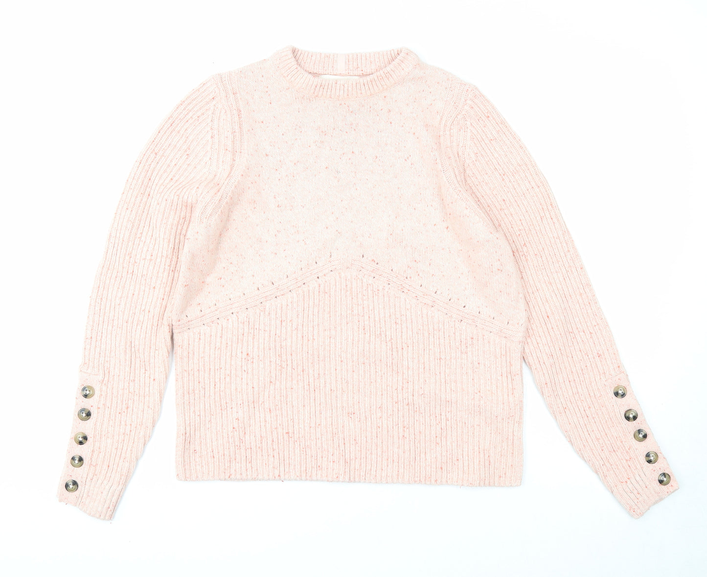 Per Una Womens Pink Round Neck Cotton Pullover Jumper Size M