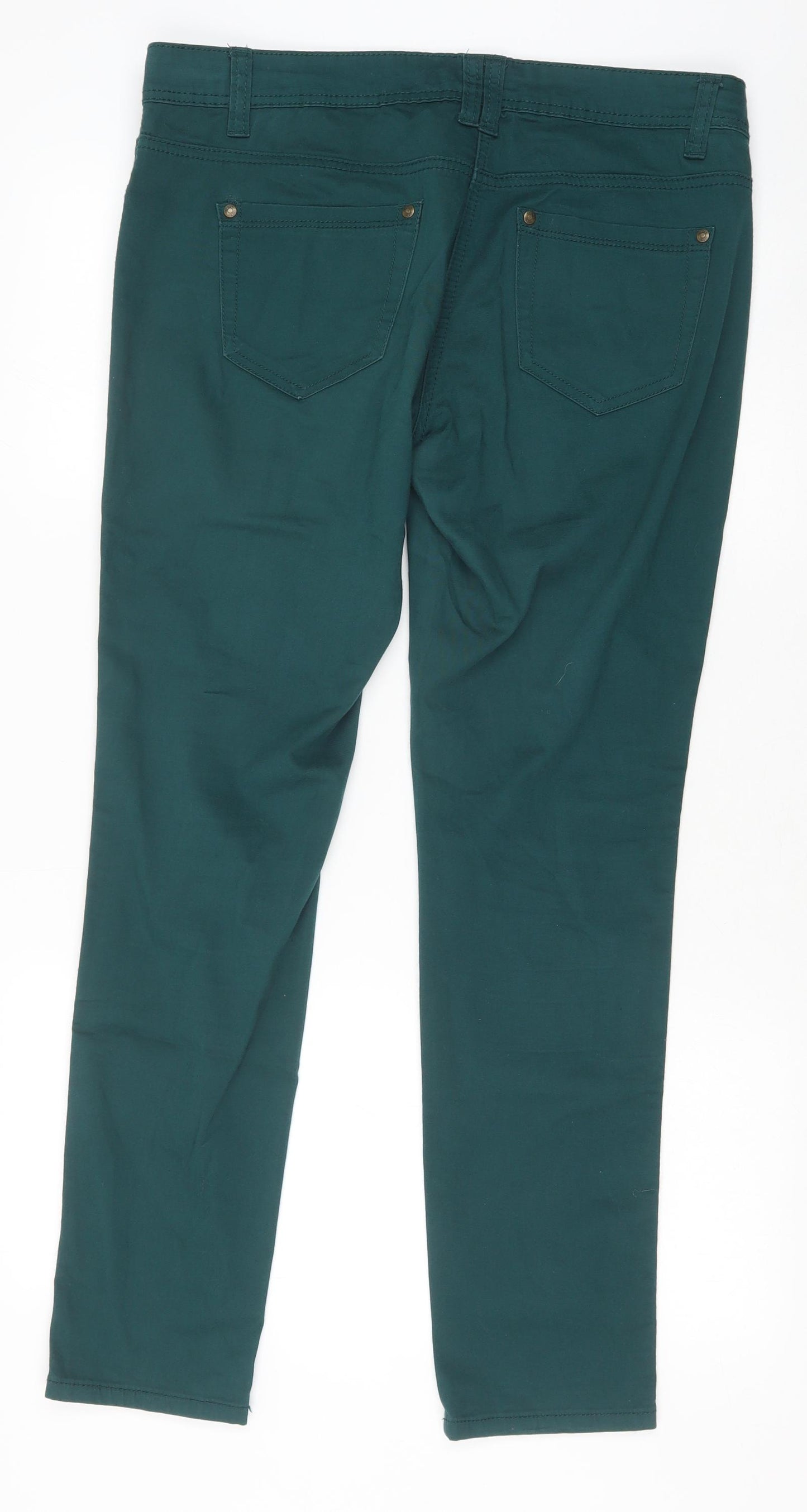 NEXT Womens Green Cotton Skinny Jeans Size 12 Slim Zip
