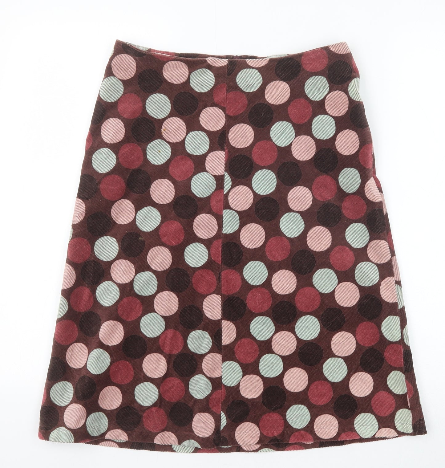 Hobbs Womens Brown Polka Dot Cotton A-Line Skirt Size 10 Zip
