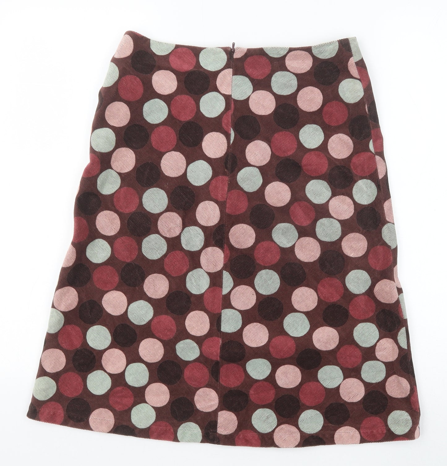 Hobbs Womens Brown Polka Dot Cotton A-Line Skirt Size 10 Zip