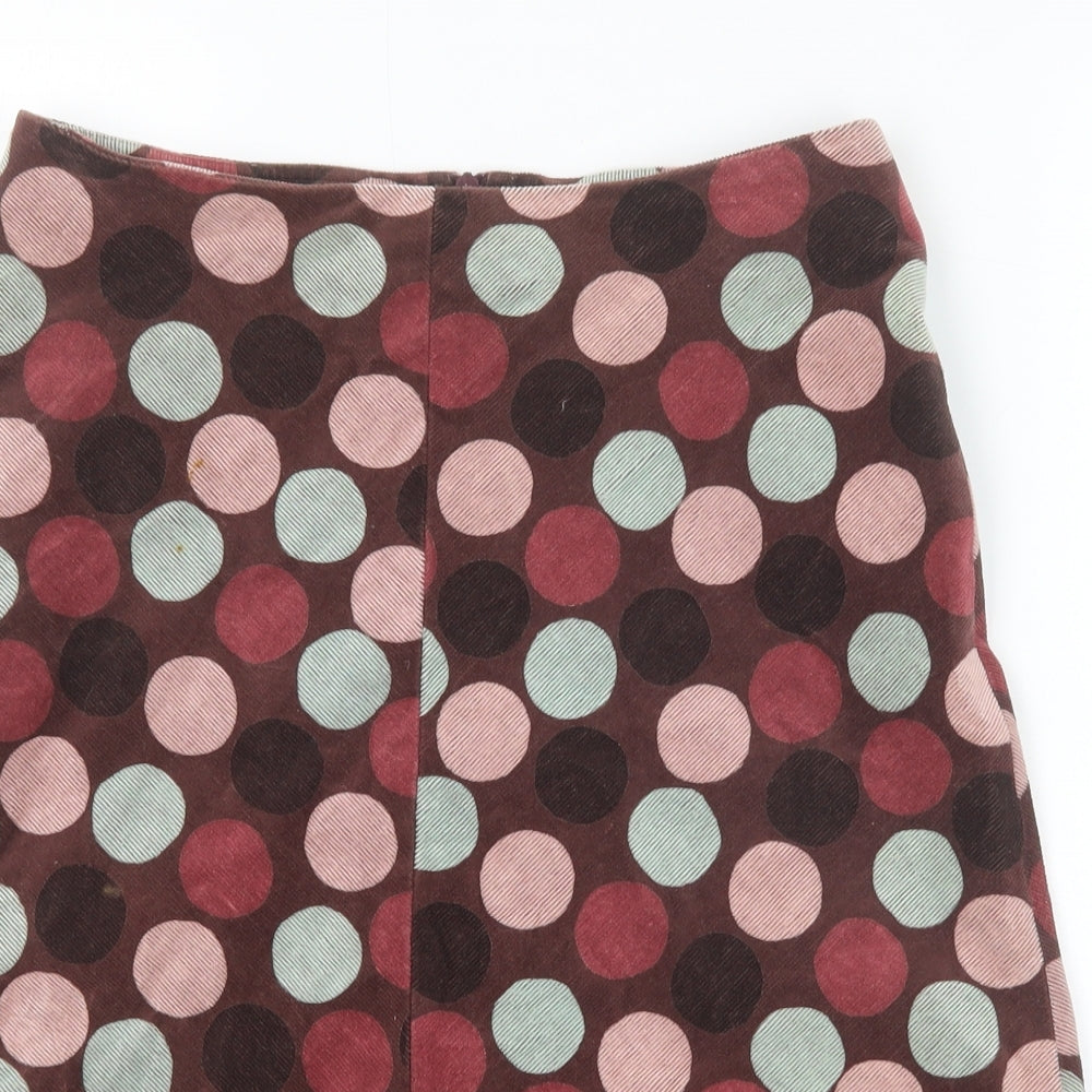 Hobbs Womens Brown Polka Dot Cotton A-Line Skirt Size 10 Zip