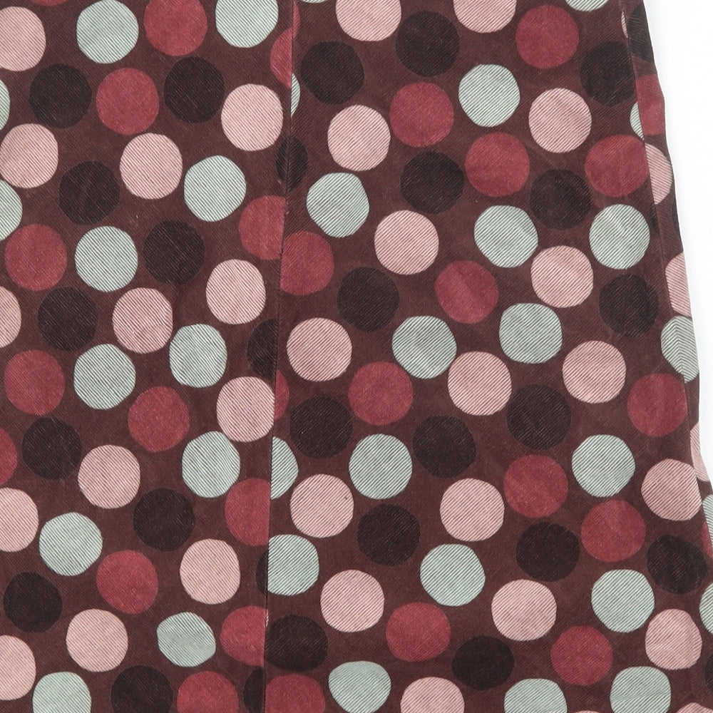 Hobbs Womens Brown Polka Dot Cotton A-Line Skirt Size 10 Zip