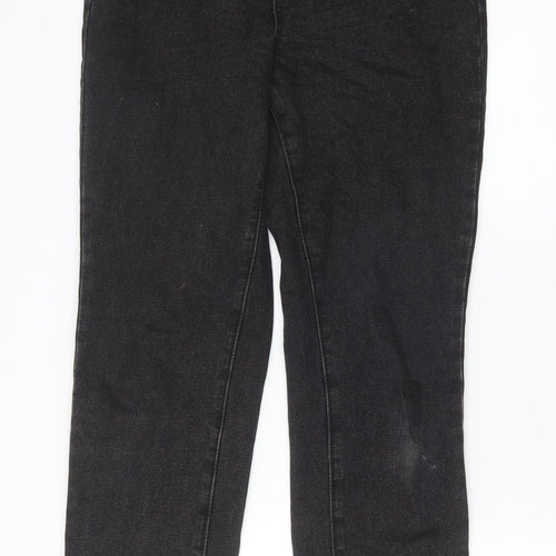 PRETTYLITTLETHING Womens Black Cotton Straight Jeans Size 6 Regular Zip
