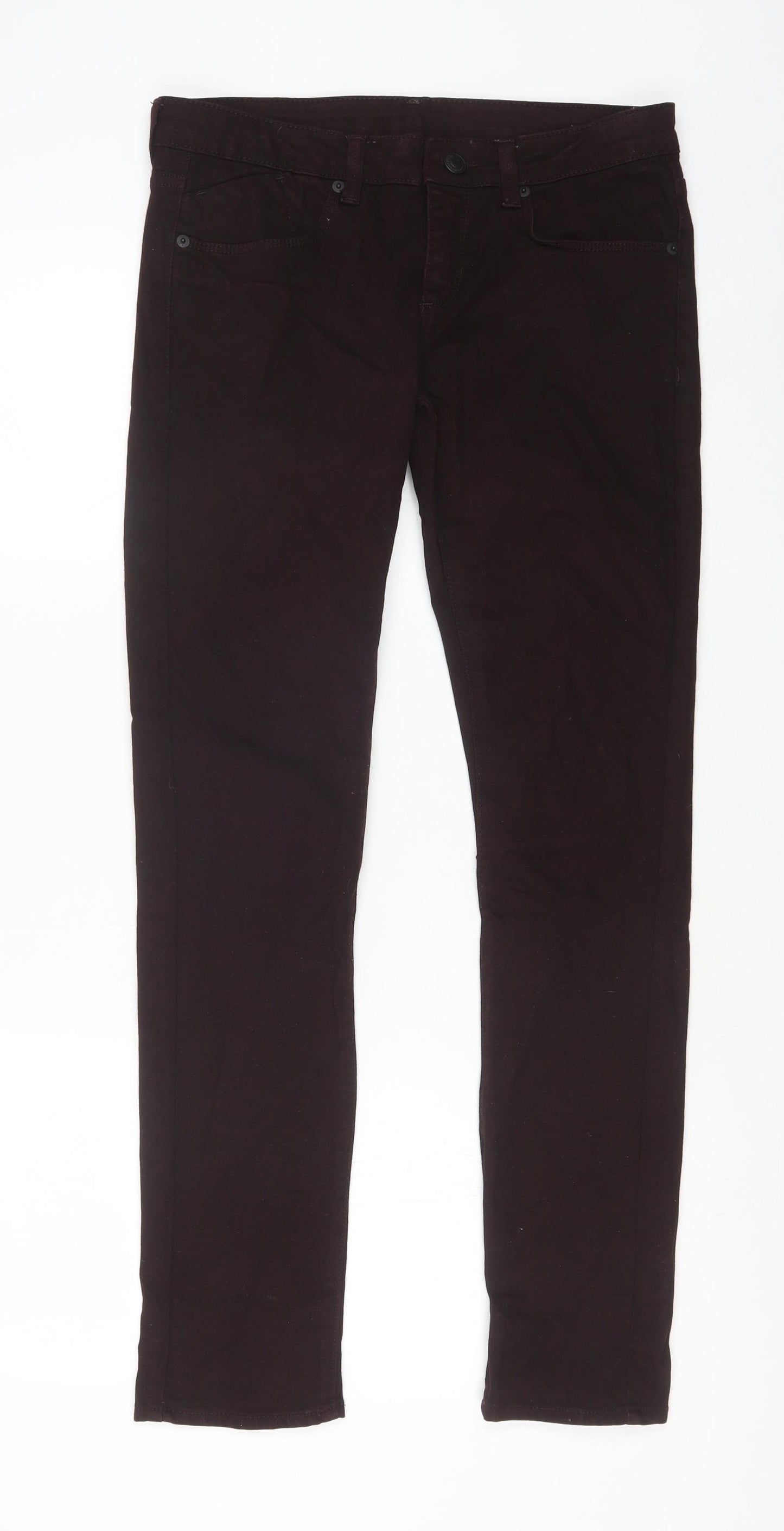 Topshop Womens Brown Cotton Straight Jeans Size 28 in Regular Zip