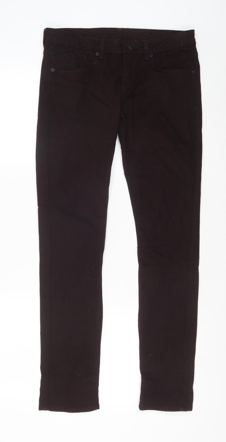 Topshop Womens Brown Cotton Straight Jeans Size 28 in Regular Zip