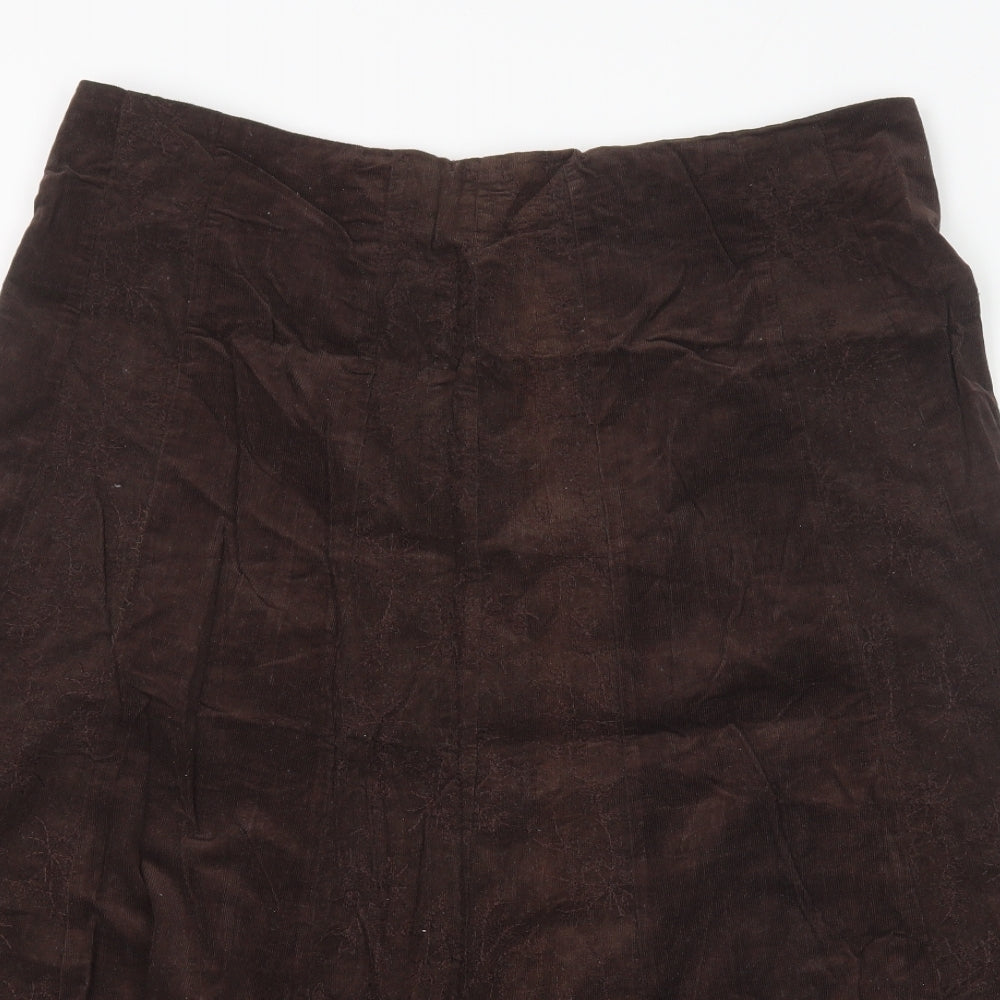 George Womens Brown Cotton A-Line Skirt Size 16 Zip