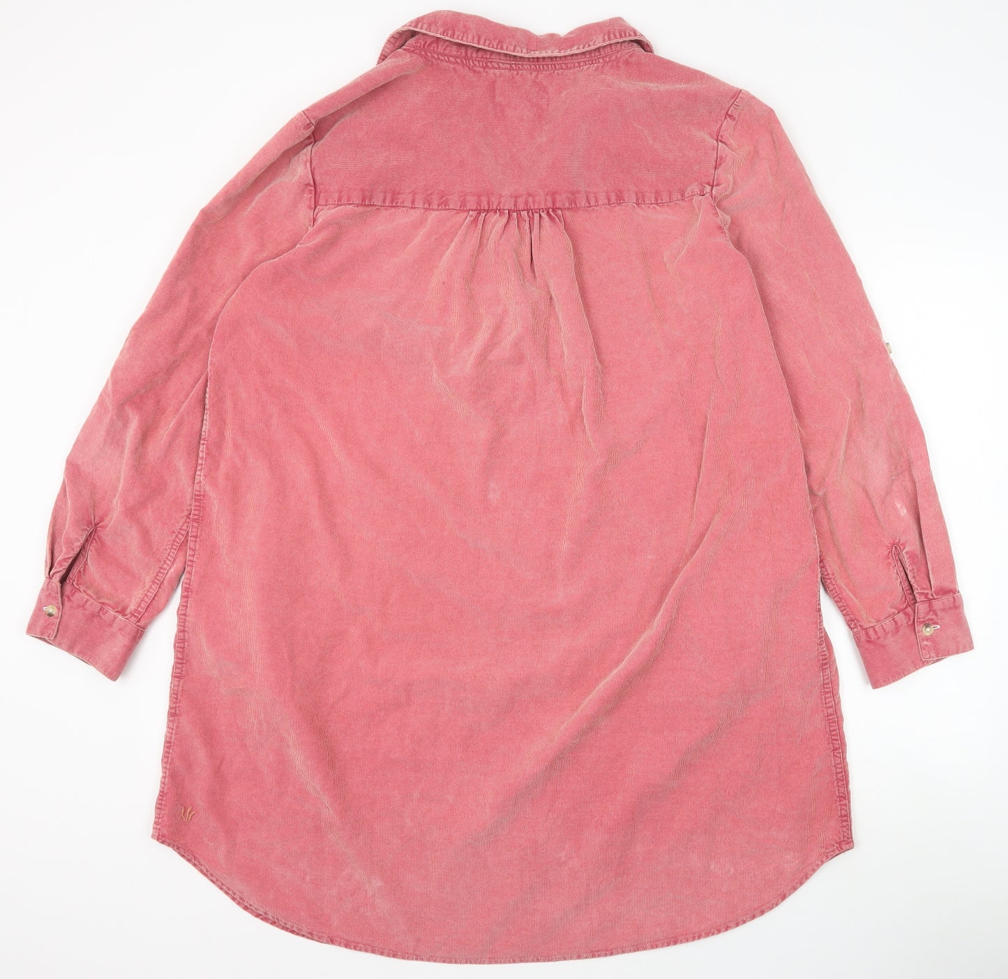 Fat Face Womens Pink 100% Cotton Shirt Dress Size 18 Collared Button