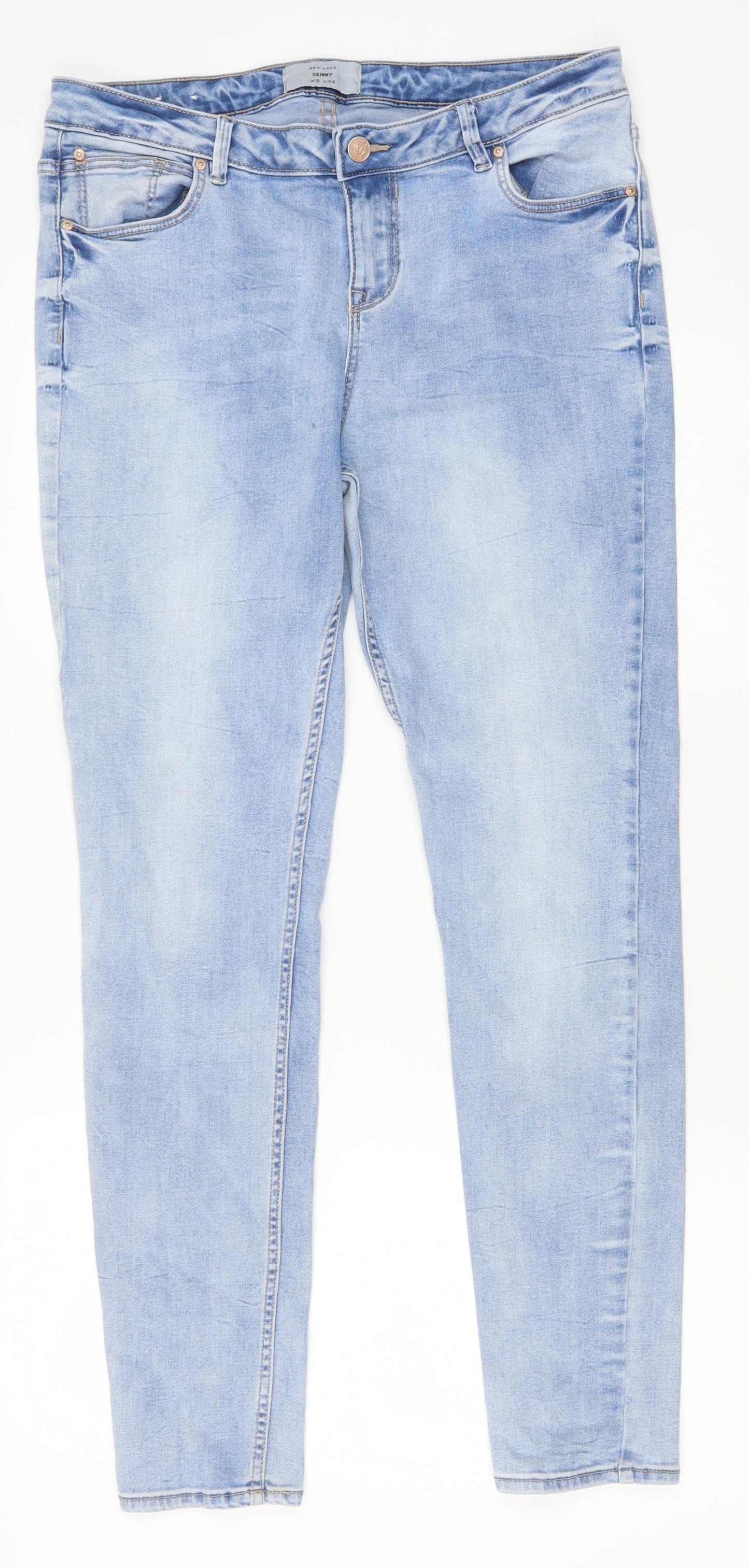 New Look Womens Blue Cotton Skinny Jeans Size 16 Slim Zip